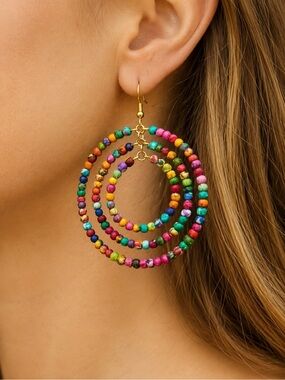 Kantha Milieu Triple Hoop Earrings